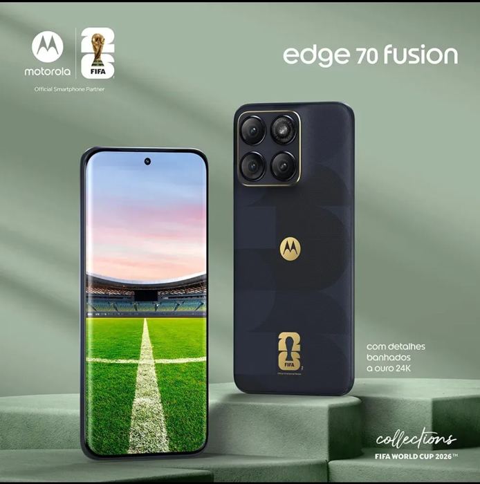 Foto real do Motorola Edge 70 Fusion — Edição FIFA